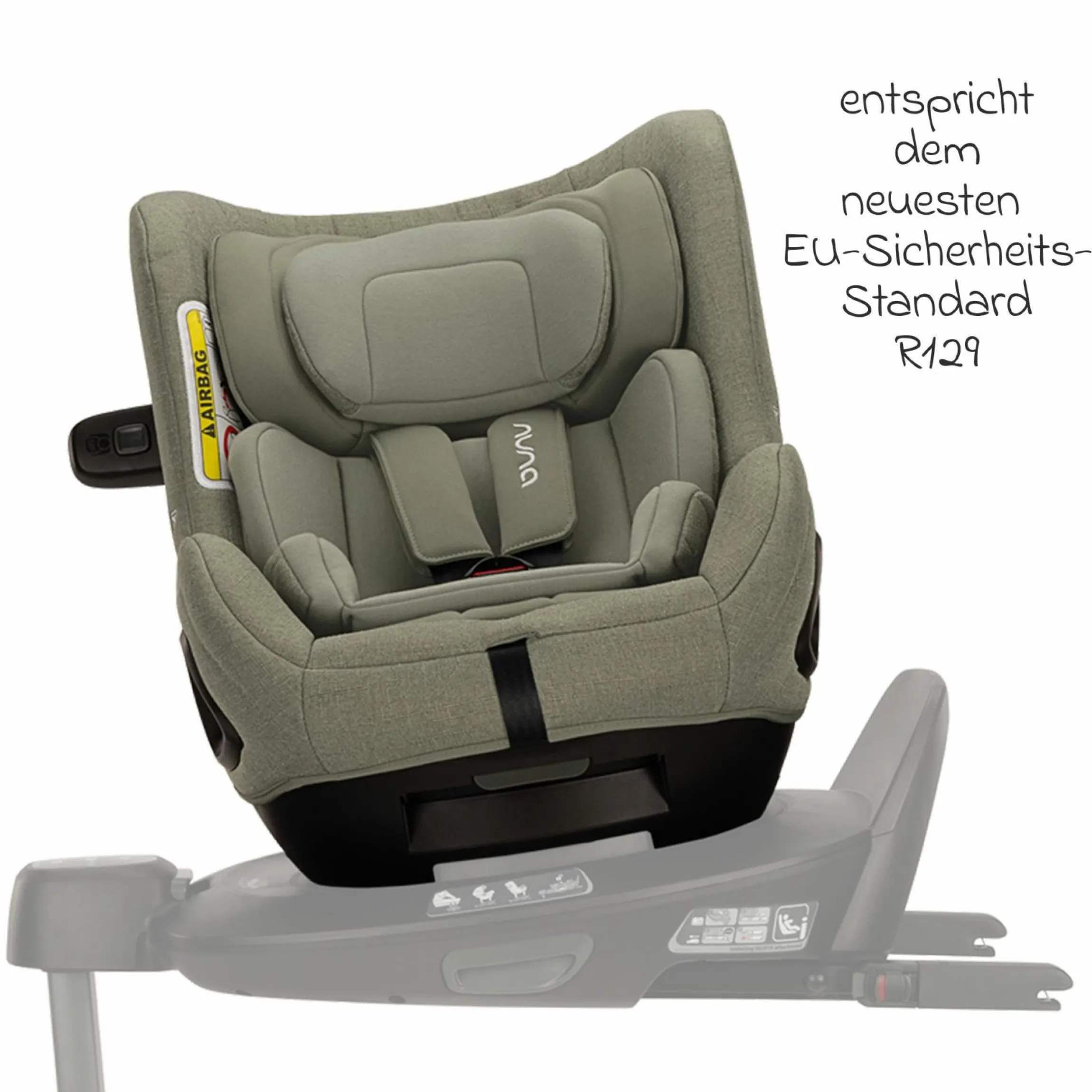 Reboarder-Kindersitz TODL next i-Size 360° inkl. Base Curve drehbar ab Geburt bis 4 Jahre (40 cm - 105 cm) mit Sitzverkleinerer, Polsterschutz & Spieltier - Pine