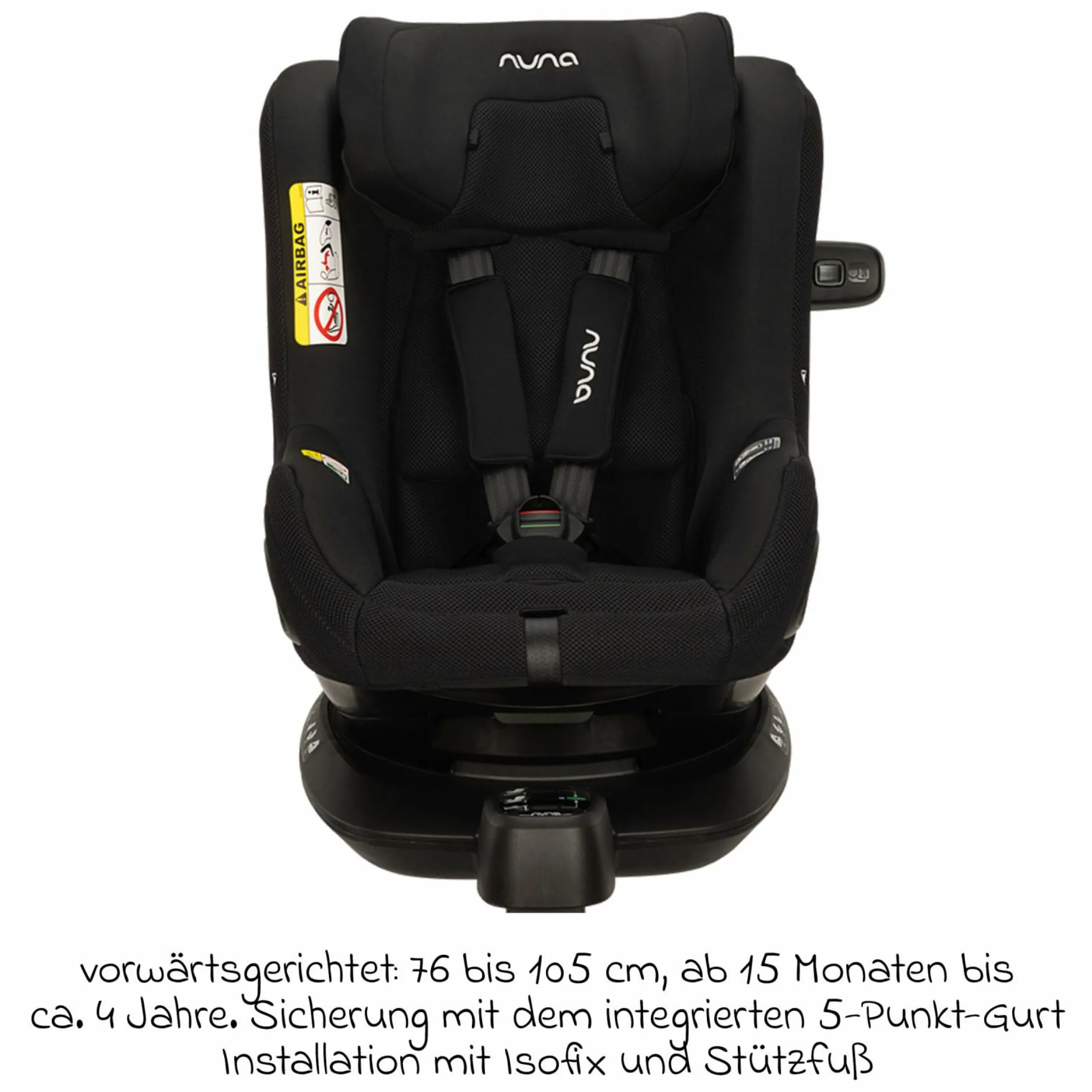 Reboarder-Kindersitz TODL next i-Size 360° inkl. Base Curve drehbar ab Geburt bis 4 Jahre (40 cm - 105 cm) mit Sitzverkleinerer, Polsterschutz & Spieltier - Thunder
