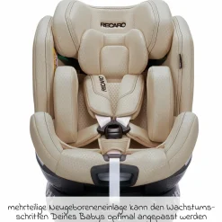Reboard-Kindersitz Xenon 1 drehbar ab Geburt - 7 Jahre (40 cm - 125 cm) mit Sitzverkleinerer inkl. Isofix-Basis mit Stützfuß - Elegant Beige