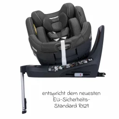 Reboard-Kindersitz Xenon 1 drehbar ab Geburt - 7 Jahre (40 cm - 125 cm) mit Sitzverkleinerer inkl. Isofix-Basis mit Stützfuß - Fresh Black