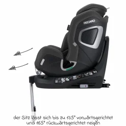 Reboard-Kindersitz Xenon 1 drehbar ab Geburt - 7 Jahre (40 cm - 125 cm) mit Sitzverkleinerer inkl. Isofix-Basis mit Stützfuß - Fresh Black