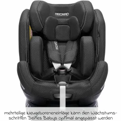 Reboard-Kindersitz Xenon 1 drehbar ab Geburt - 7 Jahre (40 cm - 125 cm) mit Sitzverkleinerer inkl. Isofix-Basis mit Stützfuß - Fresh Black