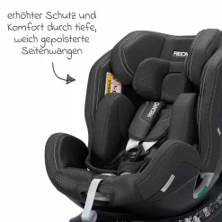 Reboard-Kindersitz Xenon 1 drehbar ab Geburt - 7 Jahre (40 cm - 125 cm) mit Sitzverkleinerer inkl. Isofix-Basis mit Stützfuß - Fresh Black