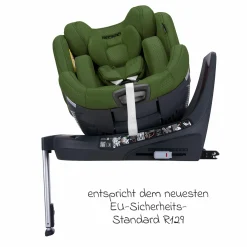 Reboard-Kindersitz Xenon 1 drehbar ab Geburt - 7 Jahre (40 cm - 125 cm) mit Sitzverkleinerer inkl. Isofix-Basis mit Stützfuß - Epic Green
