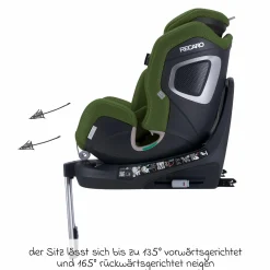 Reboard-Kindersitz Xenon 1 drehbar ab Geburt - 7 Jahre (40 cm - 125 cm) mit Sitzverkleinerer inkl. Isofix-Basis mit Stützfuß - Epic Green