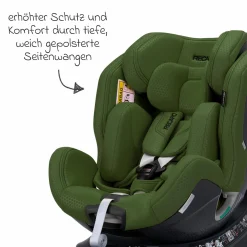 Reboard-Kindersitz Xenon 1 drehbar ab Geburt - 7 Jahre (40 cm - 125 cm) mit Sitzverkleinerer inkl. Isofix-Basis mit Stützfuß - Epic Green