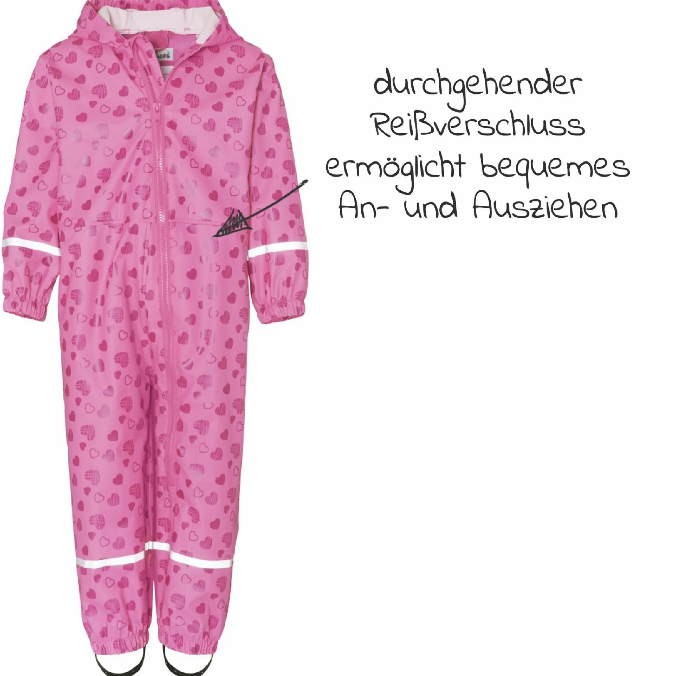 Regenanzug - Herzchen Allover - Pink - Gr. 74