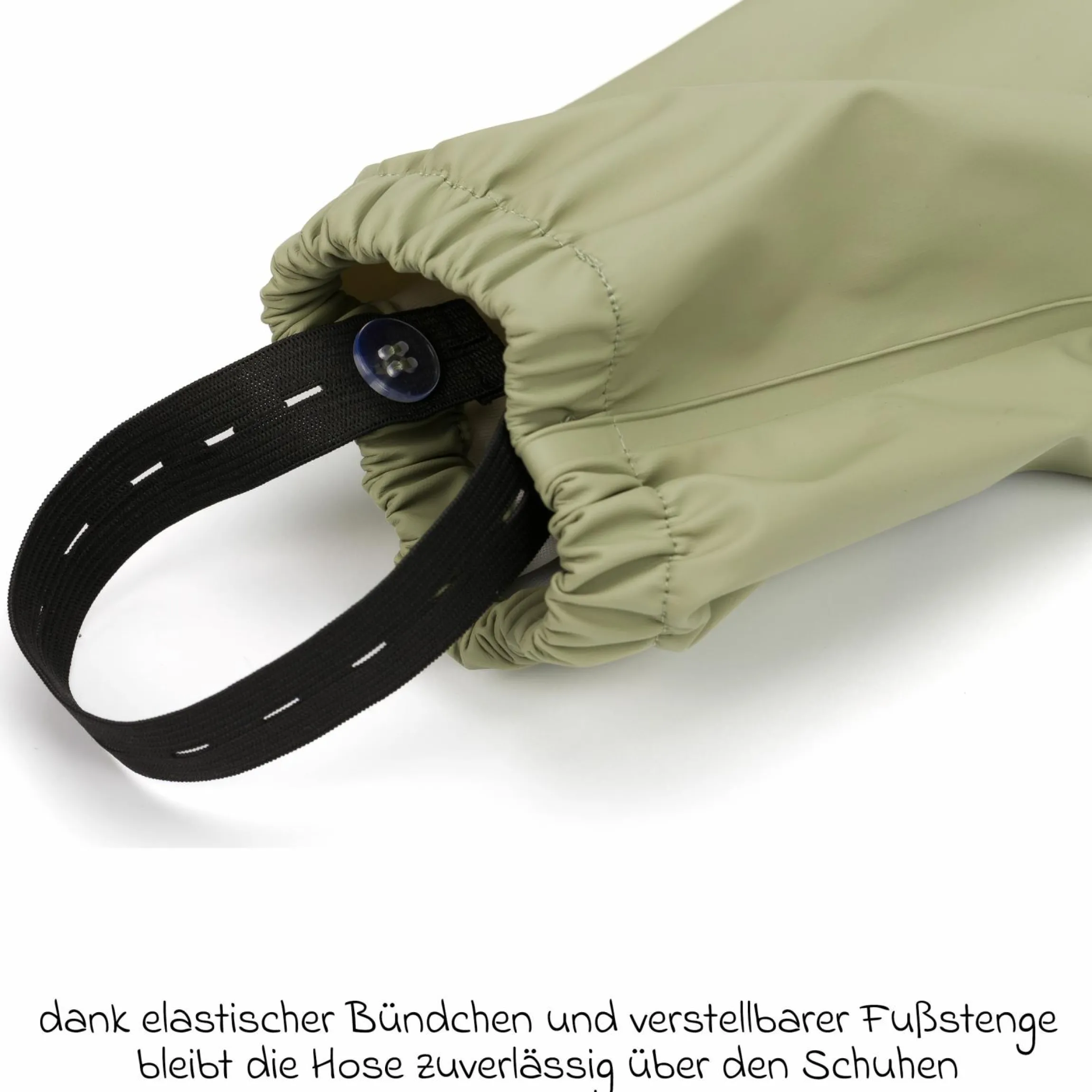 Regenhose windicht, wasserabweisend, atmungsaktiv mit versiegelten Nähten und elastichen Beinabschlüsse - Salbei - Gr. 98/104