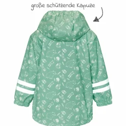 Regen-Jacke mit Reflektoren & Fleecefutter - Waldtiere - Grün - Gr. 80