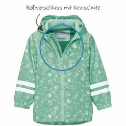 Regen-Jacke mit Reflektoren & Fleecefutter - Waldtiere - Grün - Gr. 80