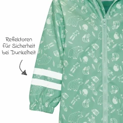 Regen-Jacke mit Reflektoren & Fleecefutter - Waldtiere - Grün - Gr. 80