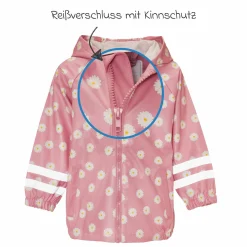 Regen-Jacke mit Reflektoren - Margeriten - Rosa - Gr. 92