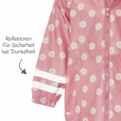 Regen-Jacke mit Reflektoren - Margeriten - Rosa - Gr. 92