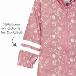 Regen-Jacke mit Reflektoren & Fleecefutter - Waldtiere - Rosa - Gr. 92
