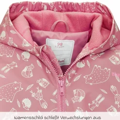 Regen-Jacke mit Reflektoren & Fleecefutter - Waldtiere - Rosa - Gr. 92