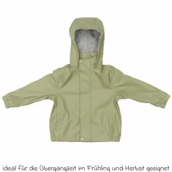 Regenjacke windicht, wasserabweisend, atmungsaktiv mit Kapuze und versiegelten Nähten - Salbei - Gr. 98/104
