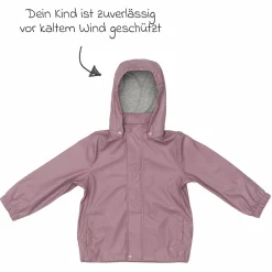 Regenjacke windicht, wasserabweisend, atmungsaktiv mit Kapuze und versiegelten Nähten - Rose - Gr. 98/104