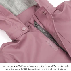 Regenjacke windicht, wasserabweisend, atmungsaktiv mit Kapuze und versiegelten Nähten - Rose - Gr. 98/104