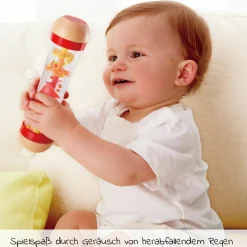Regenmacher-Rassel / Sensorisches Holzspielzeug - Rot