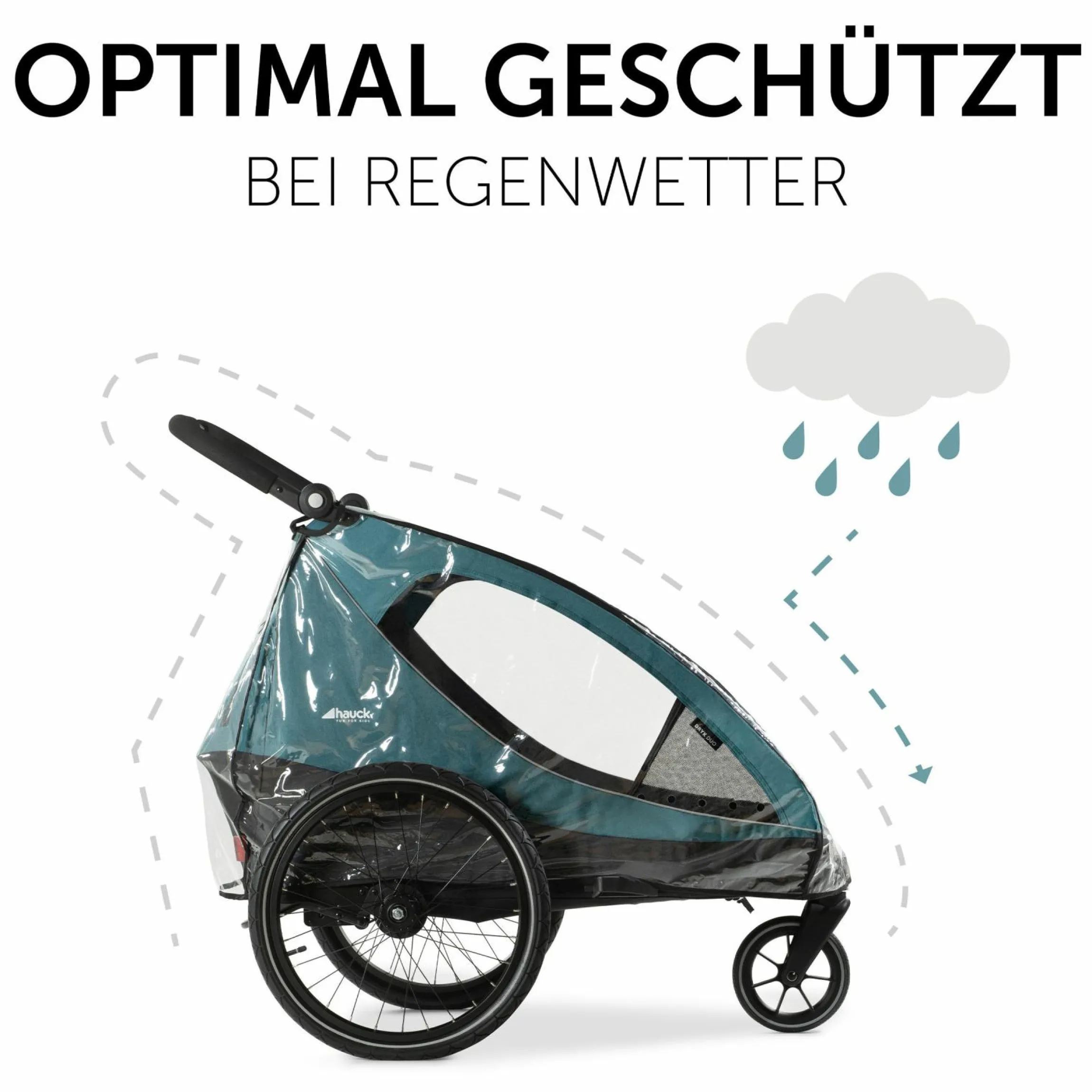 Regenschutz für Fahrradanhänger Dryk Duo Raincover