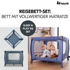 Reisebett & Laufgitter Sleep N Play SQ Set mit Komfort-Matratze + Insektenschutz + Buch 