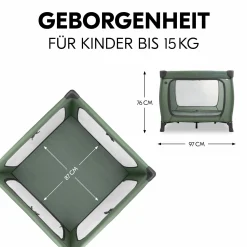 Reisebett & Laufgitter Sleep N Play SQ Set (mit Komfort-Matratze & seitlichem Einstieg) - Dark Green