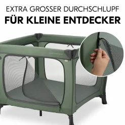 Reisebett & Laufgitter Sleep N Play SQ Set (mit Komfort-Matratze & seitlichem Einstieg) - Dark Green