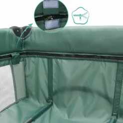 Reisebett Capri ab Geburt - 15 kg mit verstellbarem Einhang, 2 Räder, Einstieg, Wickeauflage , Windelablage, Mobile & Tragetasche - Grün