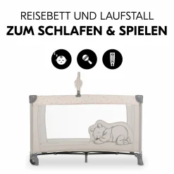 Reisebett Dream`n Play Go - mit Rollen und Spielbogen - Disney - Pooh Rainbow Beige