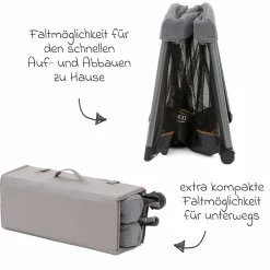Reisebett FoldLite ab Geburt - 3 Jahre nur 6,78 kg leicht inkl. Transporttasche & Insektenschutz - Shadow - Kollektion 2025