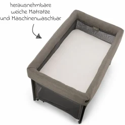 Reisebett PAAL ab Geburt - 15 kg klappbar inkl. Matratze, Tragetasche & Insektenschutz - Granite - Kollektion 2025
