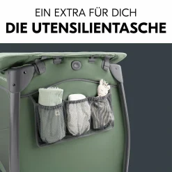 Reisebett Play N Relax Center mit Wickelauflage, höhenverstellbar und seitlichem Einstieg - Dark Green