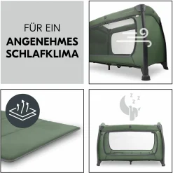Reisebett Play N Relax Center mit Wickelauflage, höhenverstellbar und seitlichem Einstieg - Dark Green