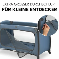Reisebett Play N Relax Center mit Wickelauflage, höhenverstellbar und seitlichem Einstieg - Dark Blue
