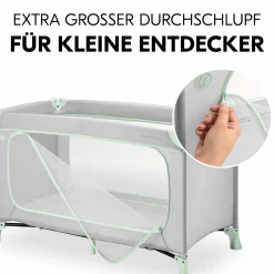 Reisebett Set Dream N Play Plus inkl. Alvi Reisebett-Matratze & Insektenschutz - Dusty Mint