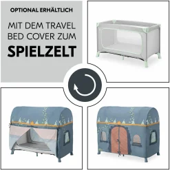 Reisebett Set Dream N Play Plus inkl. Alvi Reisebett-Matratze & Insektenschutz - Dusty Mint
