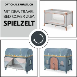 Reisebett Set Dream N Play Plus inkl. Alvi Reisebett-Matratze & Insektenschutz - Dusty Cork