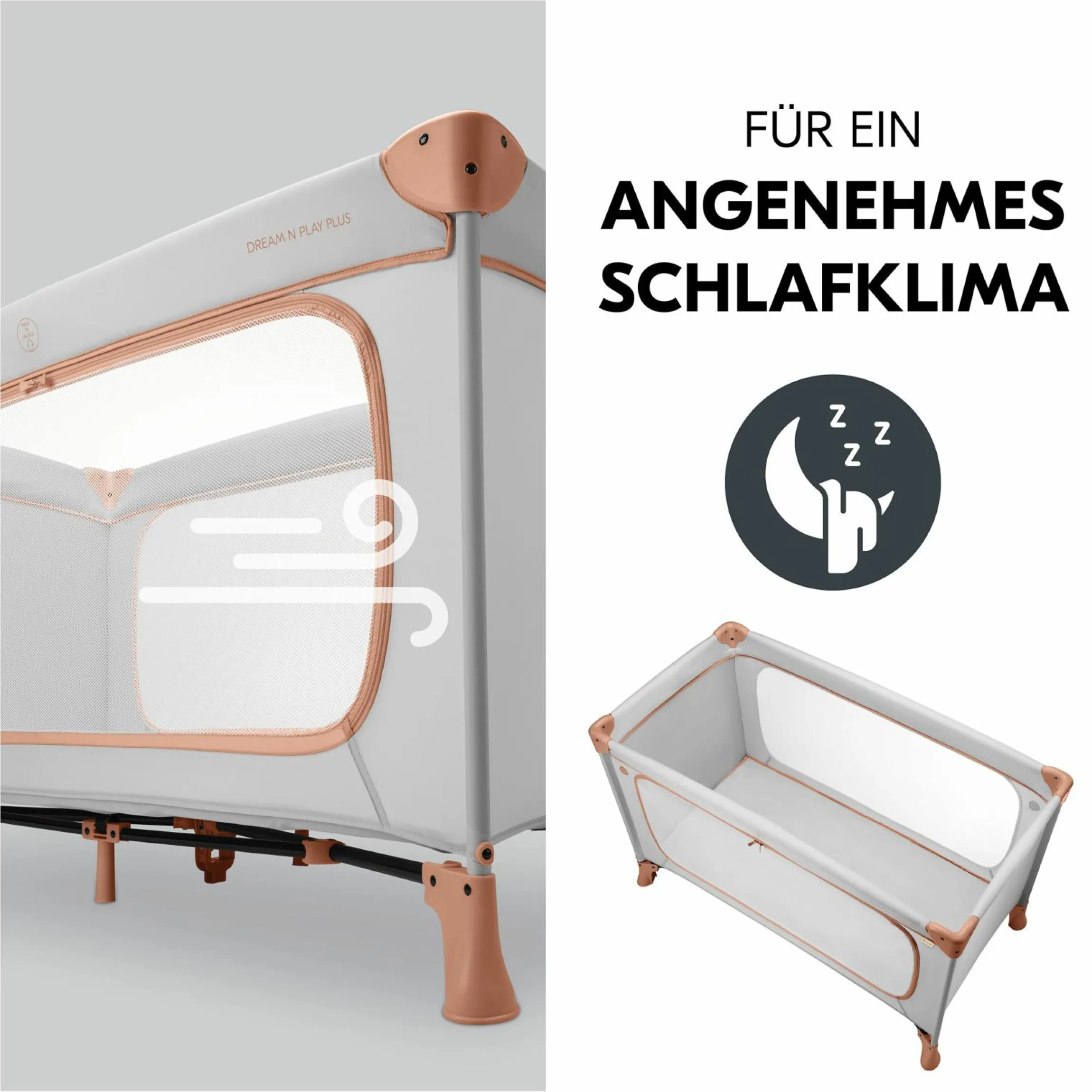 Reisebett Set Dream N Play Plus inkl. Spielzelt, Alvi Reisebett-Matratze & Insektenschutz - Dusty Cork / Palace