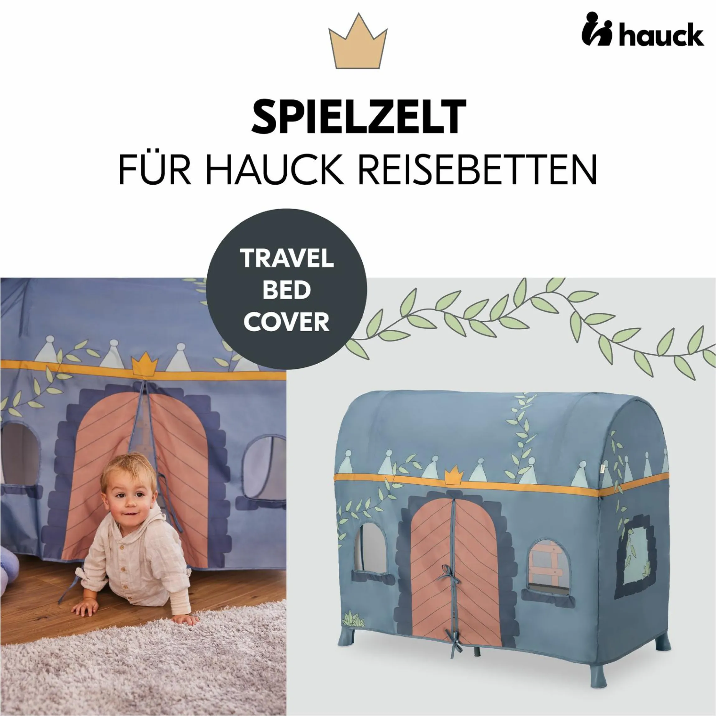 Reisebett Set Dream N Play Plus inkl. Spielzelt, Alvi Reisebett-Matratze & Insektenschutz - Dusty Cork / Palace
