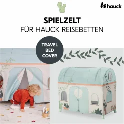 Reisebett Set Dream N Play Plus inkl. Spielzelt, Alvi Reisebett-Matratze & Insektenschutz - Dusty Cork / Plants