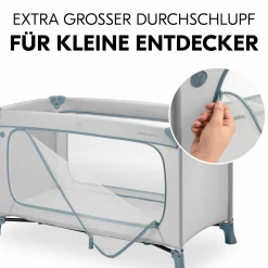 Reisebett Set Dream N Play Plus inkl. Alvi Reisebett-Matratze & Insektenschutz - Dusty Blue
