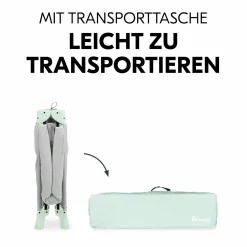 Reisebett Set Dream N Play Plus inkl. Spielzelt, Alvi Reisebett-Matratze & Insektenschutz - Dusty Mint / Plants
