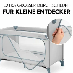 Reisebett Set Dream N Play Plus inkl. Spielzelt, Alvi Reisebett-Matratze & Insektenschutz - Dusty Blue / Palace