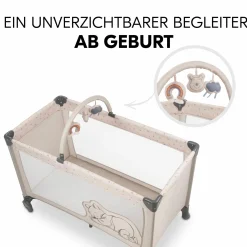 Reisebett Set Dream`n Play Go inkl. Alvi Reisebett-Matratze & Insektenschutz - Disney - Pooh Rainbow Beige