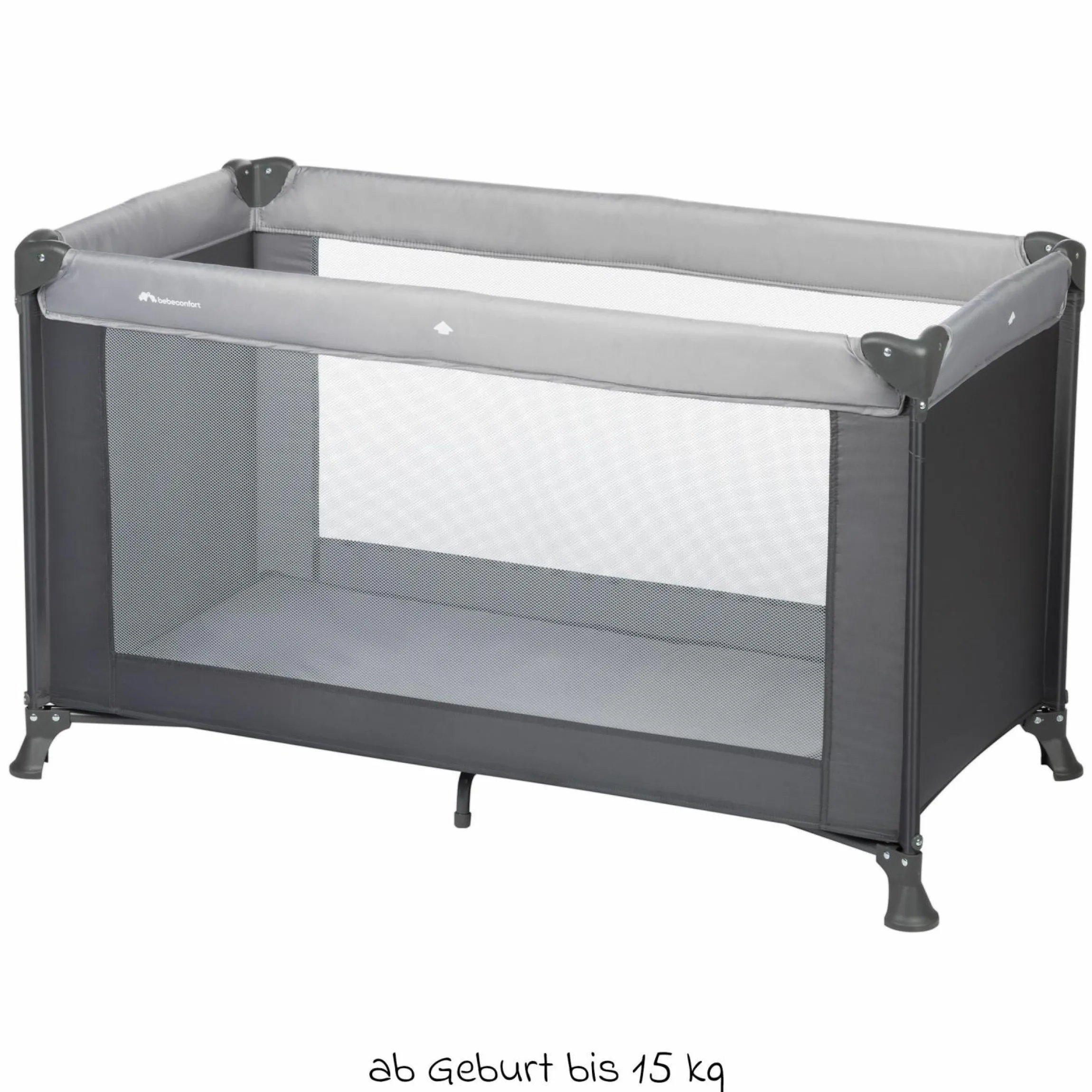Reisebett Set Soft Dreams ab Geburt bis 15 kg mit Alvi Reisebett-Matratze, Insektenschutz & Transporttasche - Tinted Graphite