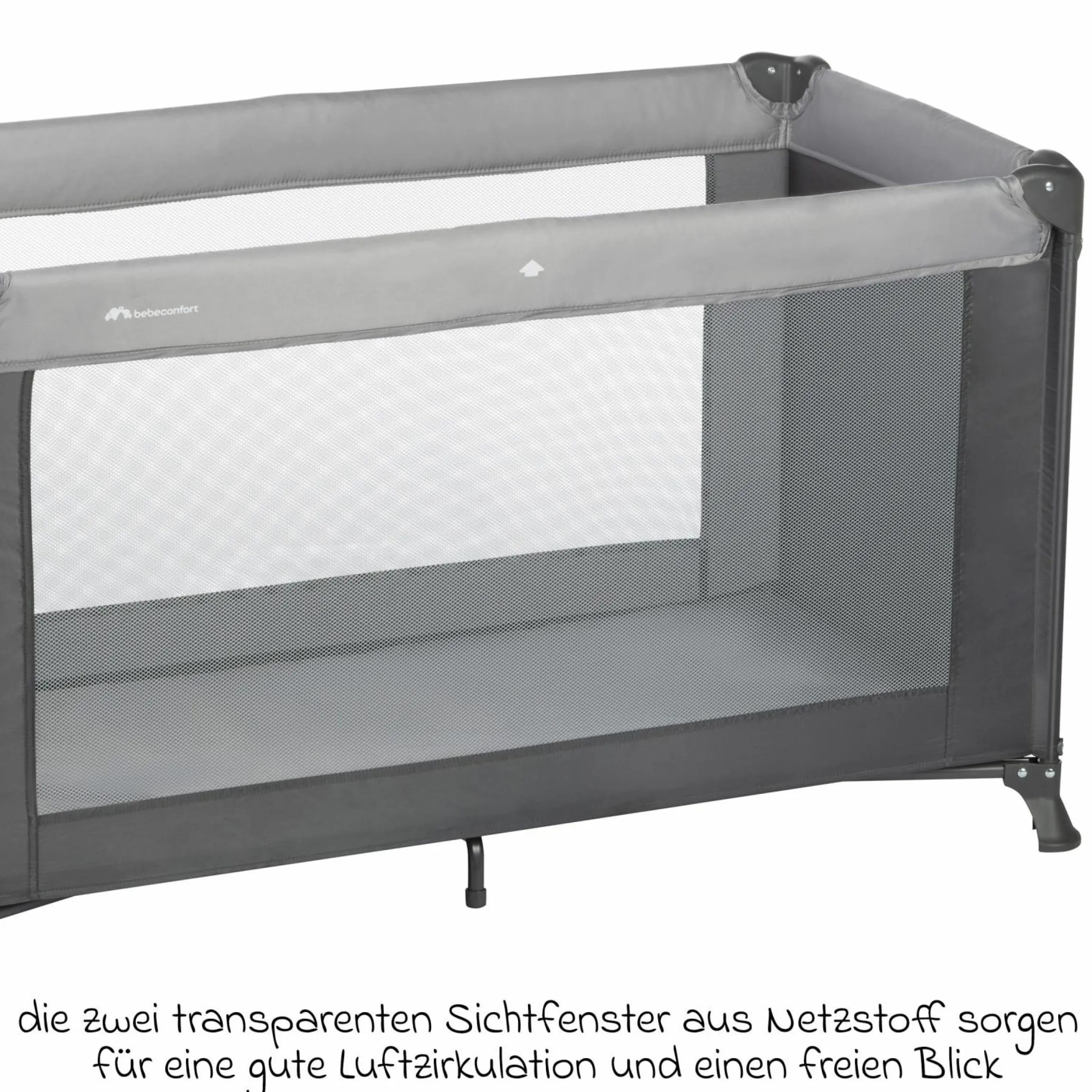 Reisebett Set Soft Dreams ab Geburt bis 15 kg mit Alvi Reisebett-Matratze, Insektenschutz & Transporttasche - Tinted Graphite