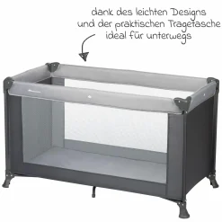 Reisebett Set Soft Dreams ab Geburt bis 15 kg mit Alvi Reisebett-Matratze, Insektenschutz & Transporttasche - Tinted Graphite