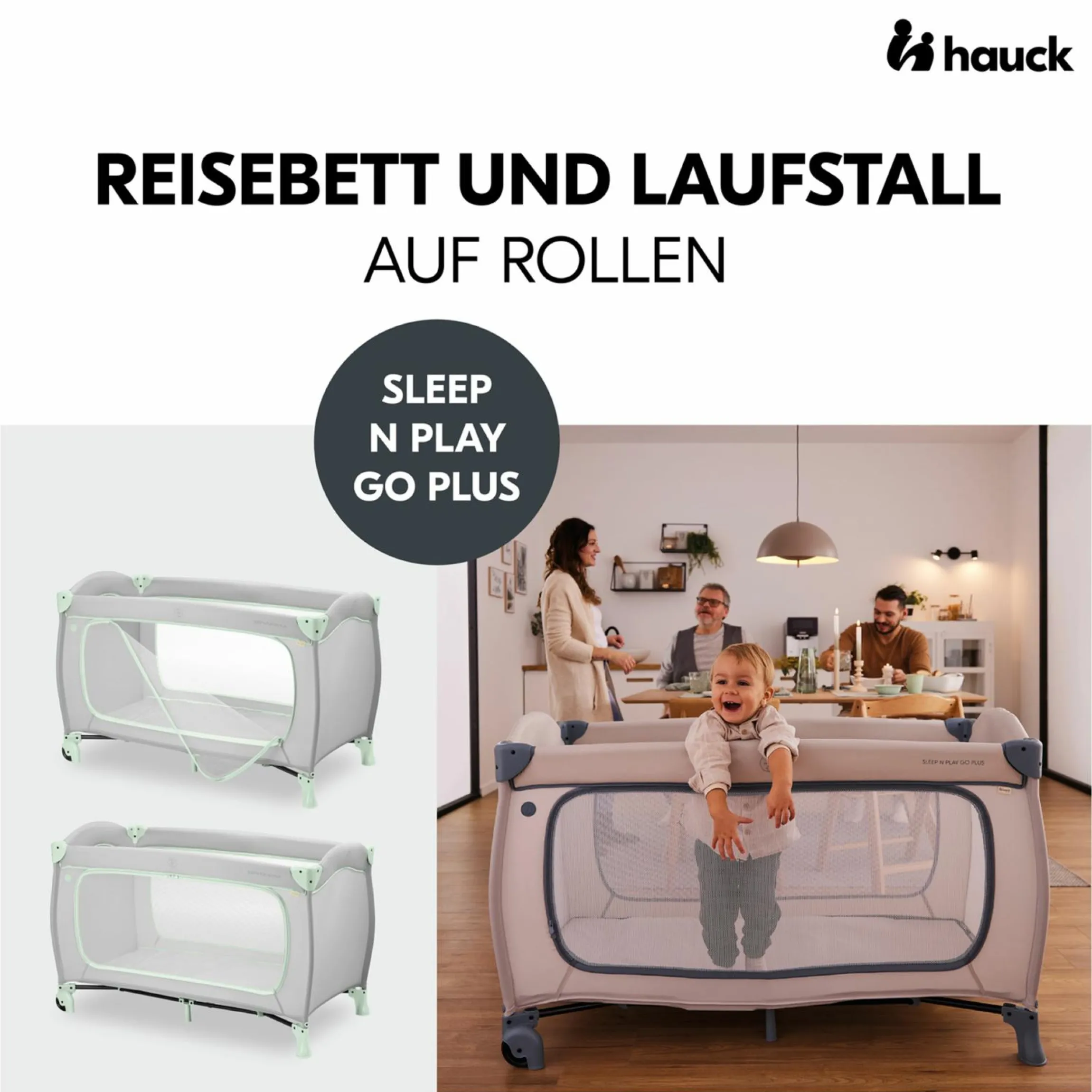 Reisebett Sleep N Play Go Plus (mit Rollen und seitlichem Einstieg) - Dusty Mint