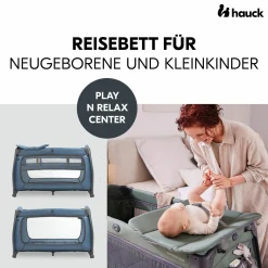 Reisebett Sparset Play N Relax Center inkl. Komfort Matratze, Einhang, Wickelauflage & Moskitonetz - Dark Blue
