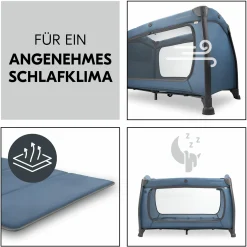 Reisebett Sparset Play N Relax Center inkl. Komfort Matratze, Einhang, Wickelauflage & Moskitonetz - Dark Blue